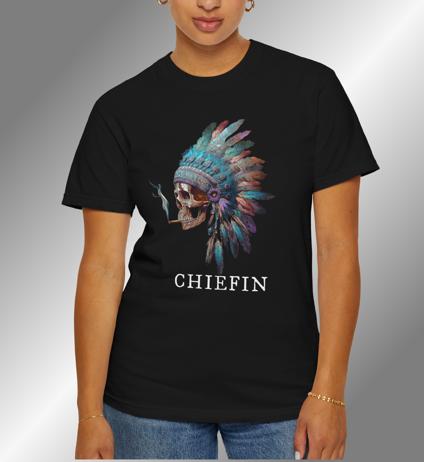 VIBRANT CHIEFIN WARRIOR SKULL - Unisex T-shirt