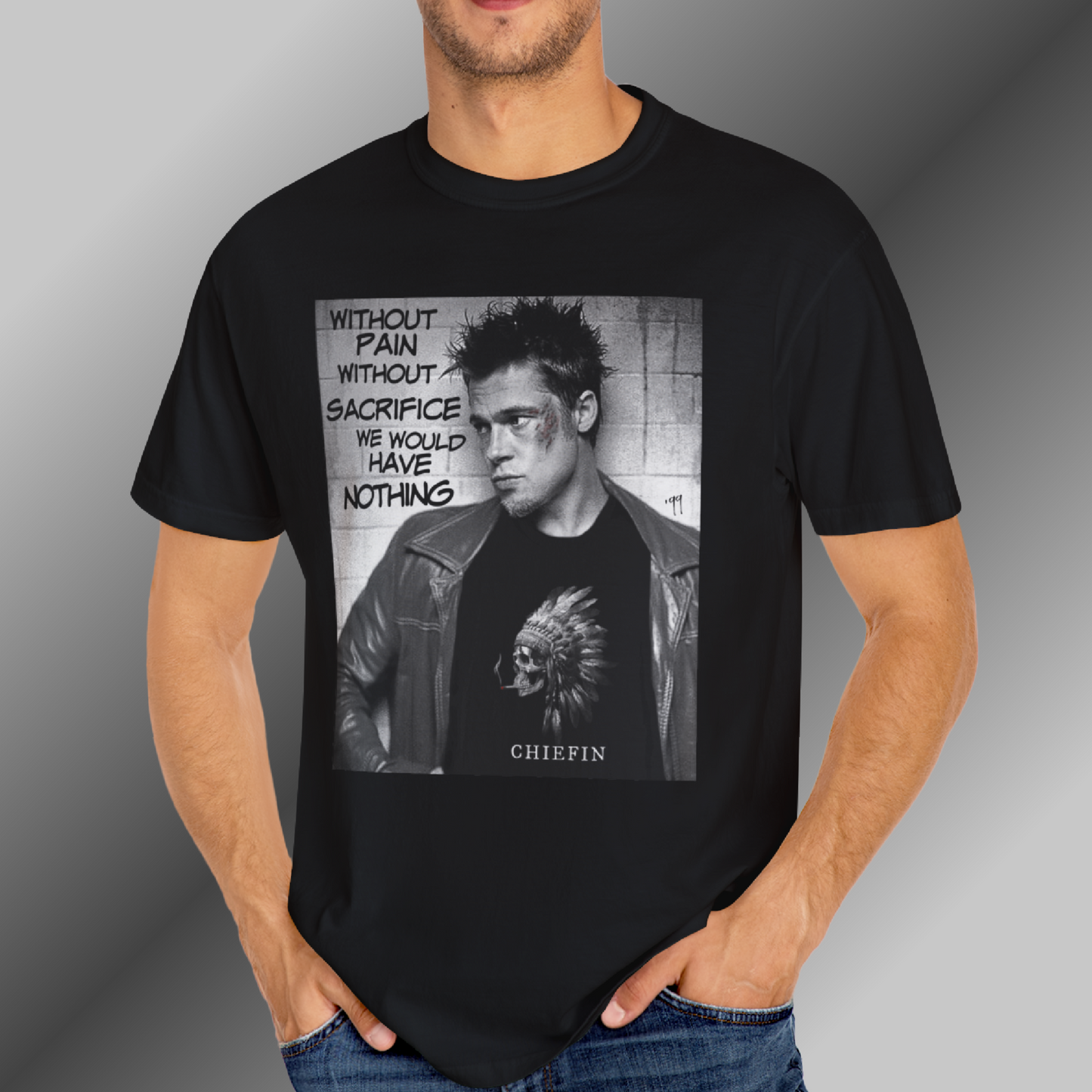 TRIBUTE TO FIGHT CLUB TYLER DURDEN- B&W -Unisex T-shirt