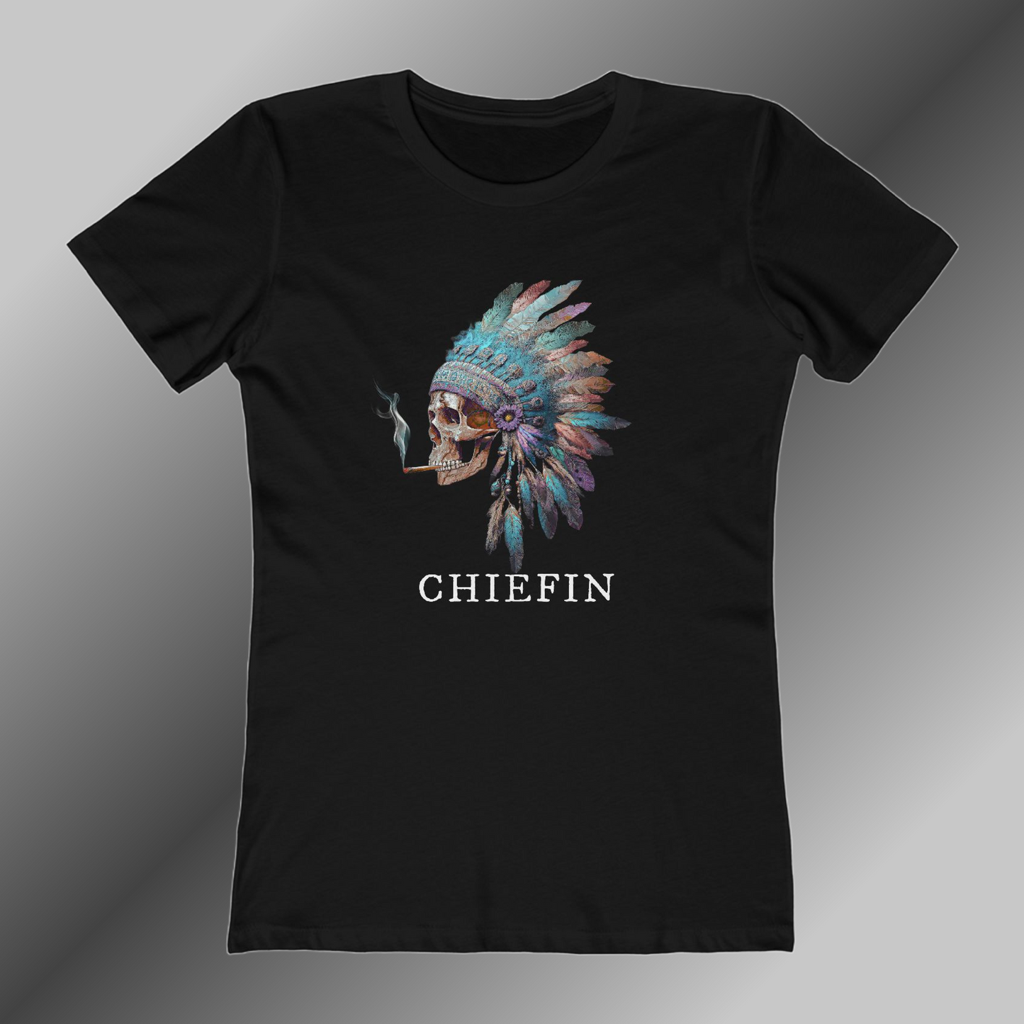VIBRANT CHIEFIN WARRIOR SKULL-Women's Tight Fit