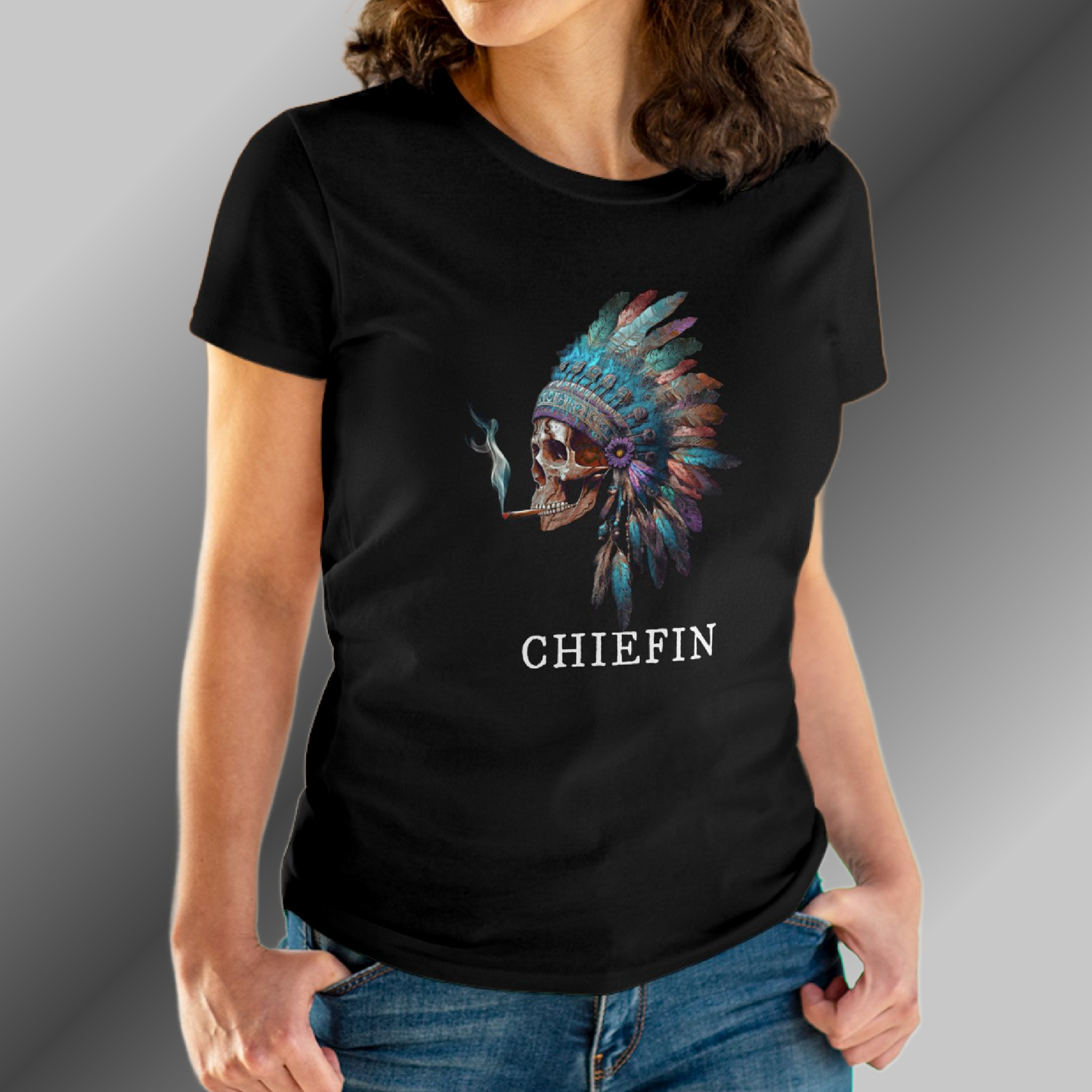 VIBRANT CHIEFIN WARRIOR SKULL-Women's Tight Fit