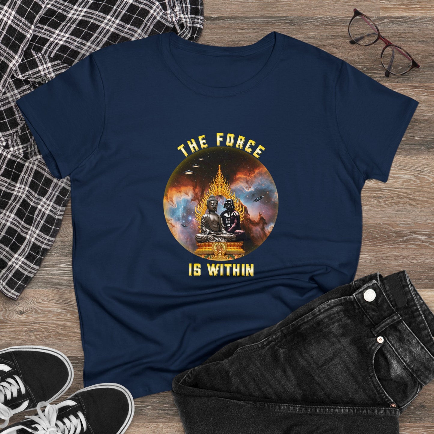 THE FORCE IS WITHIN -GIRLIES THAT LIKE TO SHOW THEM CURVES-TIGHT FIT- Women's Midweight Cotton Tee